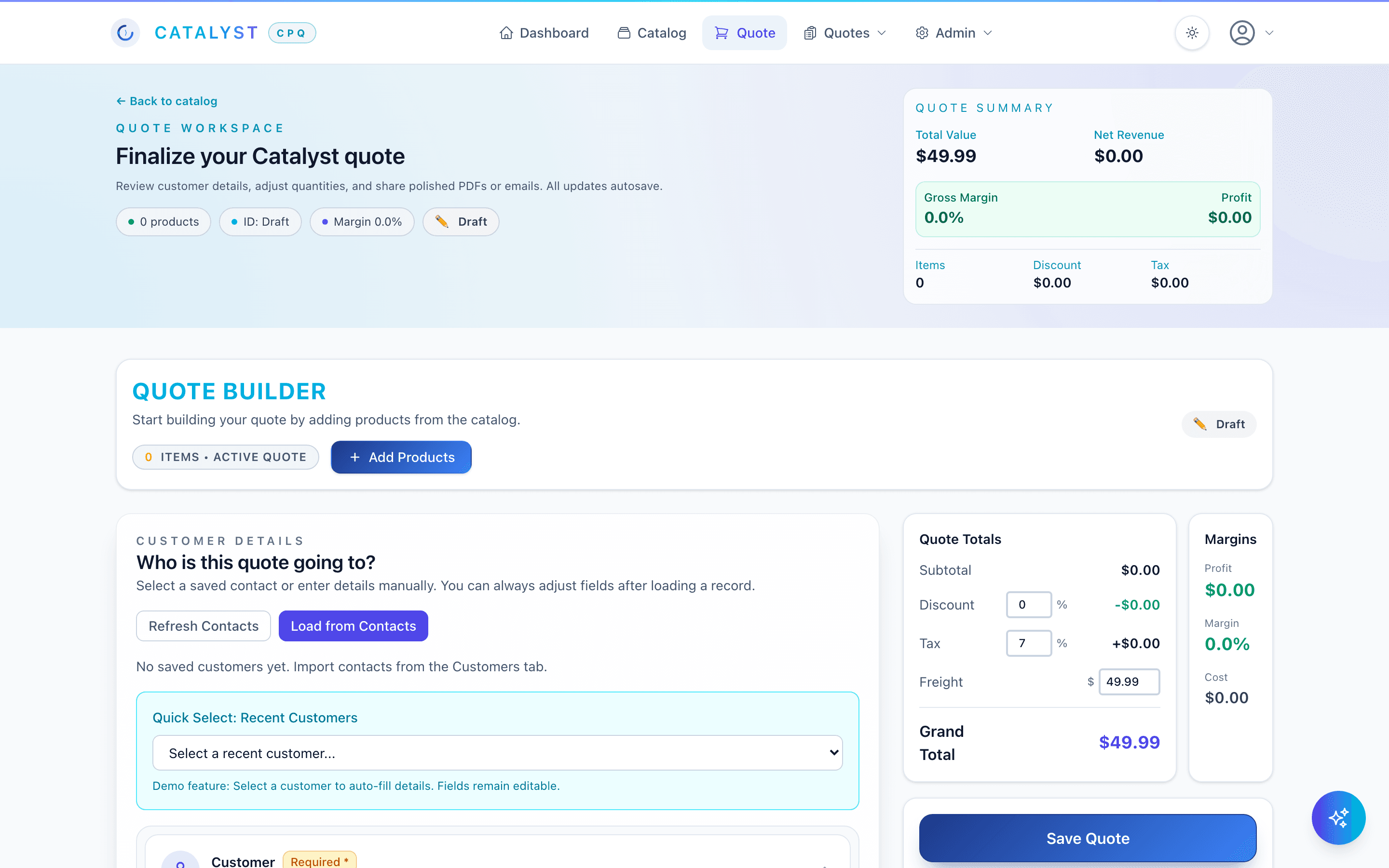 Catalyst CPQ Quote Builder